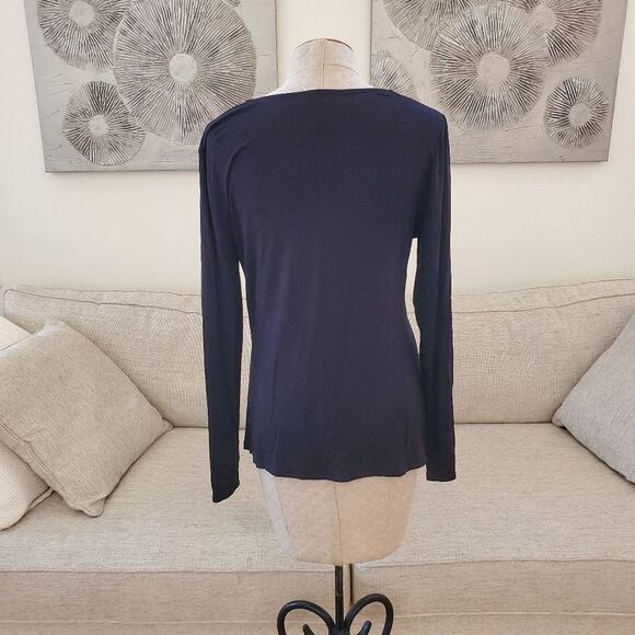 Thalia Sodi Cinch-Front Rhinestone Top size Large in Black - NEW - Picture 6 of 10